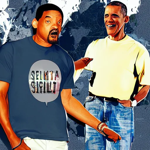 Image similar to will smith slapping obama with a black flip flop, digital art in the style of gta 5 cover art