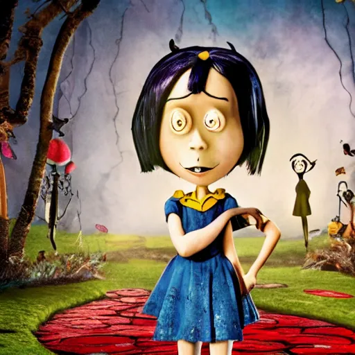 Prompt: A still of Coraline in Alice in Wonderland (2010), HD, 4K n- 3