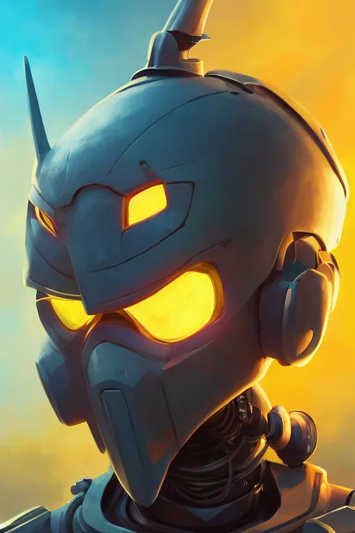 Image similar to epic mask helmet robot ninja portrait stylized as fornite style game design fanart by concept artist gervasio canda, behance hd by jesper ejsing, by rhads, makoto shinkai and lois van baarle, ilya kuvshinov, rossdraws global illumination radiating a glowing aura global illumination ray tracing hdr render in unreal engine 5