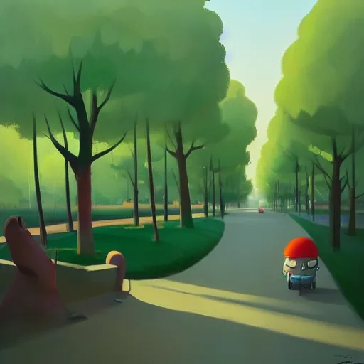 Image similar to goro fujita ilustration a city with green areas, parks and roads, painting by goro fujita, sharp focus, highly detailed, artstation