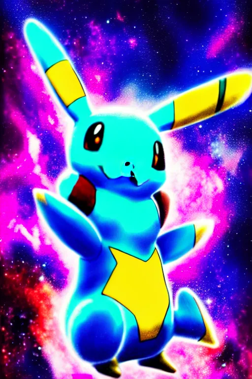 Prompt: galaxy colored pokemon of a space colored pikachu, beautiful detailed realistic cinematic character concept fashion portrait, gonzalez, 8 k