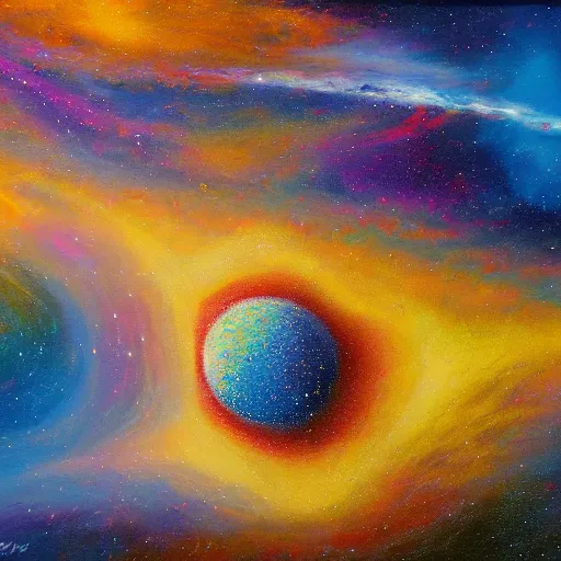Prompt: god creates universe, oil canvas, 4 k, detailed