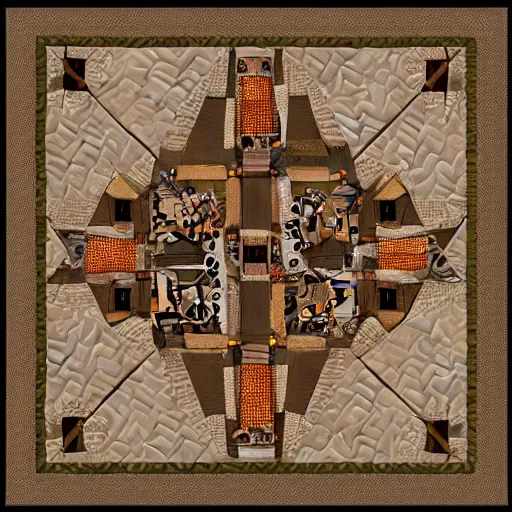 Prompt: steampunk quilt in escher style