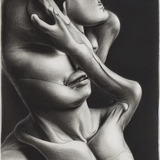 Image similar to a drawing by Hans Bellmer, highly detailed