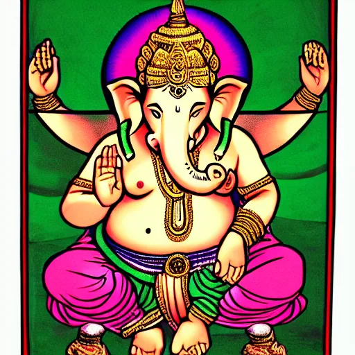 Image similar to a ganesh god inequivalent in strength and stamina foreseeing the ultimate testimony unbeknownst to humankind, cosmic overseer of justice and perseverance