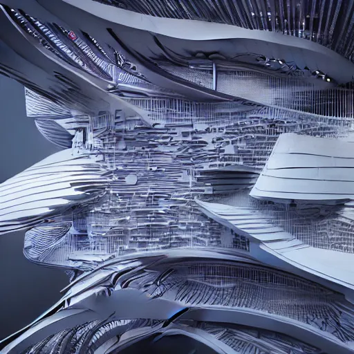 Image similar to architecture sci-fi motherboard structure wall panel , in style of zaha hadid architect, unreal engine 5 render, keyshot render, octane render in style of artstation trending colors, ultra high detail, ultra realistic, 8k, 16k, style of lee souder artstation, style of noax artstation, style of nanospace artstation, dark plastic, tilt shift,