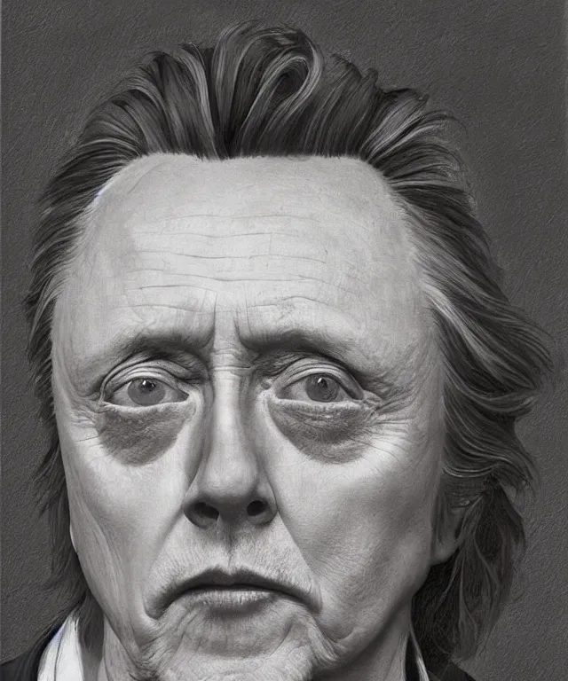 Image similar to photograph of christopher walken, enlarged facial features, by lucian freud, extra photorealistic details, ultra high quality, trending on pinteresst