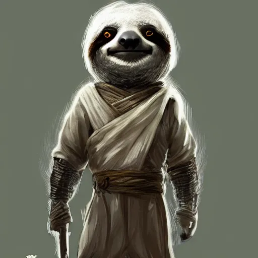 Prompt: a cute sloth dressed in a shinobi outfit, digital art by łukasz piskorz and patrick mcenvoy and michael komarck, intricate, highly detailed, artstation, concept art, smooth, sharp focus photo centered