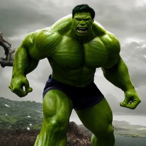 Image similar to dwayne johnson as incredible hulk, marvel cinematic universe, mcu, 4 k, raw, unedited, green skin, symmetrical balance, in - frame,