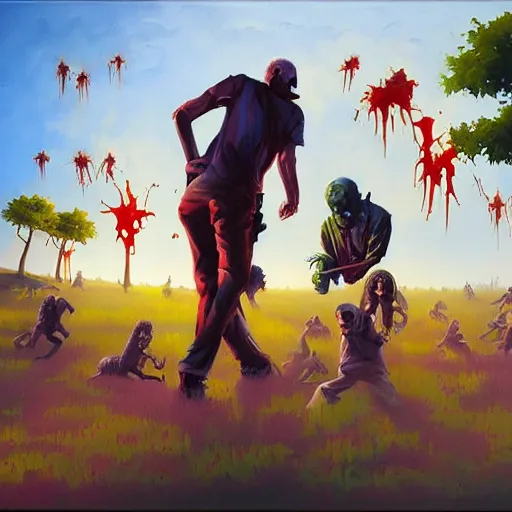 Prompt: zombie apocalypse by rhads, detailed