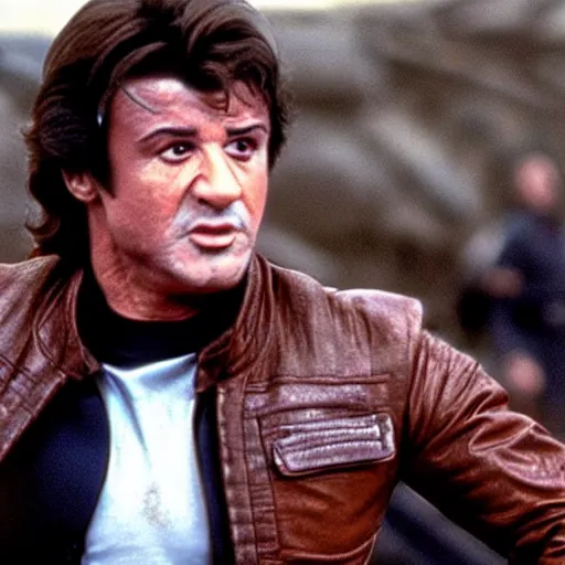 Prompt: sylvester stallone as han solo