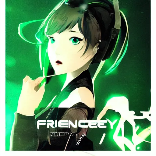 Image similar to Frequency indie album cover, luxury advertisement, green filter, green and black colors. highly detailed post-cyberpunk sci-fi close-up schoolgirl in asian city in style of cytus and deemo, mysterious vibes, by Ilya Kuvshinov, by Greg Tocchini, nier:automata, set in half-life 2, beautiful with eerie vibes, very inspirational, very stylish, with gradients, surrealistic, dystopia, postapocalyptic vibes, depth of field, mist, rich cinematic atmosphere, perfect digital art, mystical journey in strange world, beautiful dramatic dark moody tones and studio lighting, shadows, bastion game, arthouse