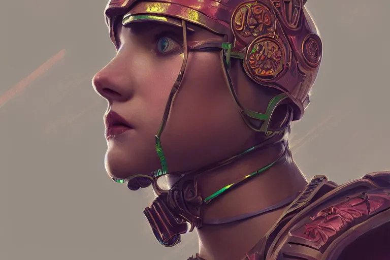 Prompt: neon roman legionaire, elegant, highly detailed, highly detailed, sharp focus, illustration, beautiful, trending on artstation, artwork by wlop