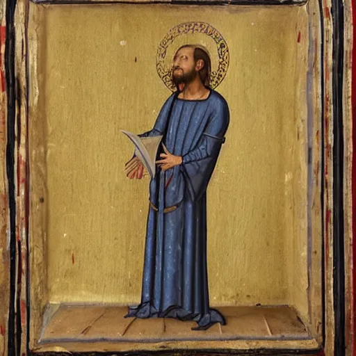 Image similar to paul rudd, medieval painting, detailed
