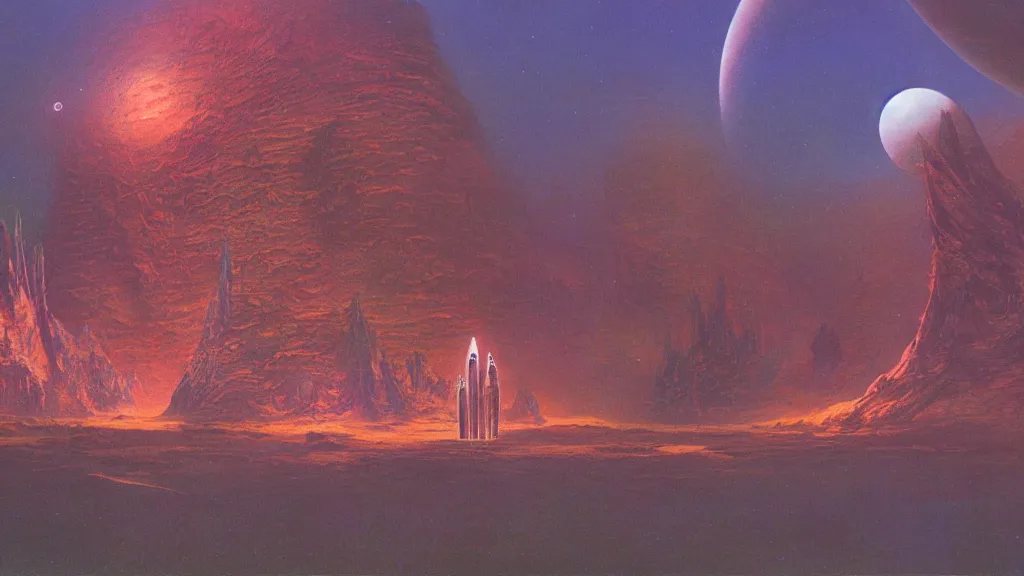 Image similar to otherworldly atmosphere of an evolving alien planet by arthur haas and bruce pennington and paul lehr, cinematic matte painting