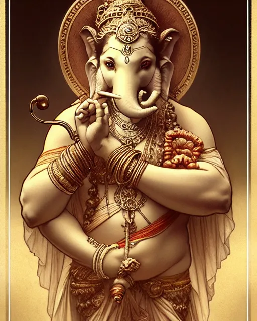 Image similar to amazing lifelike award winning pencil illustration of young ganesha cotton trending on art station artgerm Greg rutkowski alphonse mucha cinematic