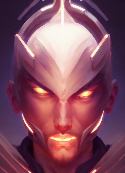 Image similar to symmetry!! portrait of yasuo, league of legends, tech wear, glowing lights!! intricate, elegant, highly detailed, digital painting, artstation, concept art, smooth, sharp focus, illustration, art by artgerm and greg rutkowski and alphonse mucha