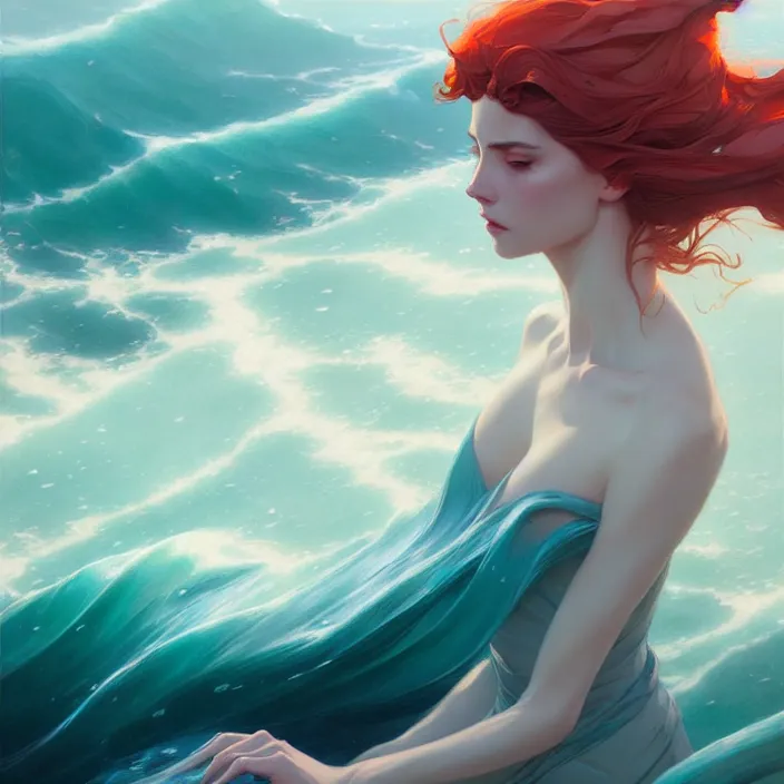 Prompt: style artgerm, joshua middleton, jeremy lipking, a castle of coral, very long spires, water swirling, detailed, ocean background setting, volumetric lighting