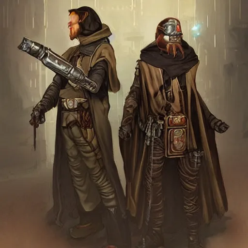 Image similar to steampunk jedi knights, concept art, matte painting, very highly detailed