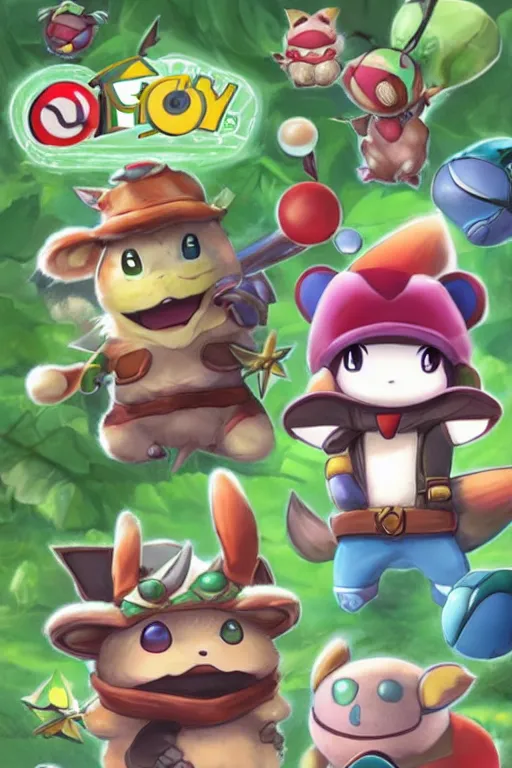 Image similar to teemo, a pokemon trading card of teemo, highly detailed pokemon trading card screenshot