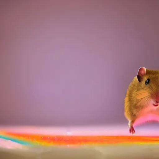 Image similar to hamster flying at the speed of light, colorful, realistic, national geographic