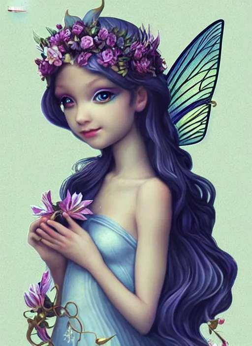 Prompt: a beautiful fairy. intricate, elegant, vision of holy perfection. smile, artstation, sticker illustration