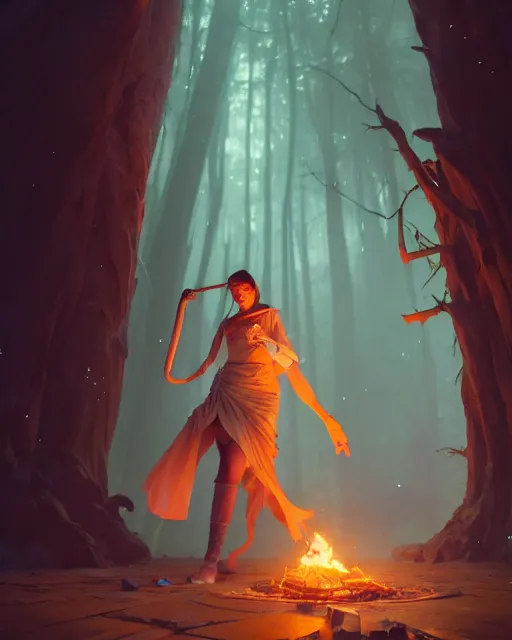 Image similar to highly detailed vfx portrait of a mage casting a wood spell, unreal engine, greg rutkowski, loish, rhads, beeple, makoto shinkai and lois van baarle, ilya kuvshinov, rossdraws, tom bagshaw, alphonse mucha, global illumination, detailed and intricate environment