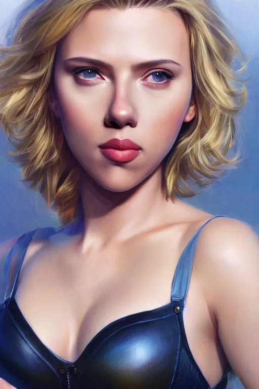 Image similar to scarlett johansson in the style of stefan kostic, realistic, full body, sharp focus, 8 k high definition, insanely detailed, intricate, elegant, art by stanley lau and artgerm