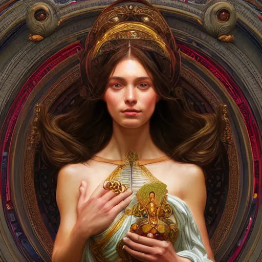 Image similar to perfectly-centered-Portrait of a Goddess, intricate, highly detailed, digital painting, artstation, concept art, smooth, sharp focus, illustration, Unreal Engine 5, 8K, art by artgerm and greg rutkowski and alphonse mucha