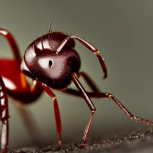 Prompt: macro photo of an ant, realistic, 8k, well detailed photo