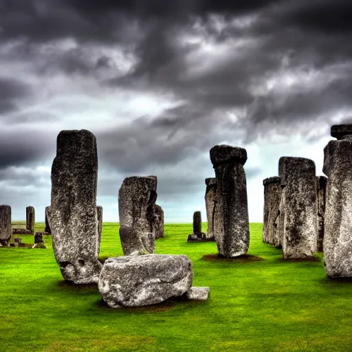 Prompt: a beautiful photograph of a stone henge, hdr, 8 k, high quality, sharp focus, artstation, highly detailed, award - winning