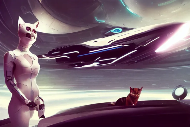 Prompt: neko woman with cat ears in a futuristic spaceship, detailed digital art, futuristic, vector art, by greg rutkowski, by ilya kuvshinov, by artgerm, octane render, dynamic lighting