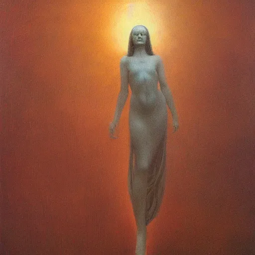 Image similar to angel by Zdzisław Beksiński, oil on canvas