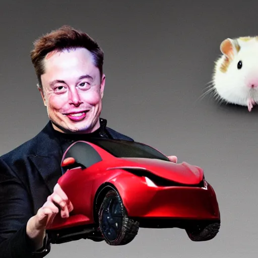 Prompt: elon musk riding a mecha hamster