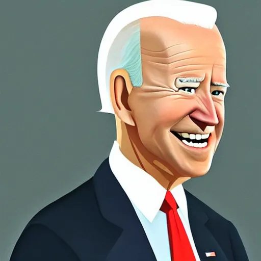 Prompt: painting of Joe Biden by Goro Fujita