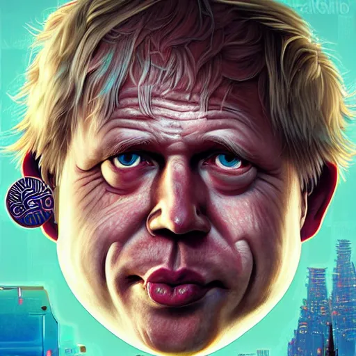 Image similar to lofi biopunk Boris Johnson portrait Pixar style by Tristan Eaton Stanley Artgerm and Tom Bagshaw.