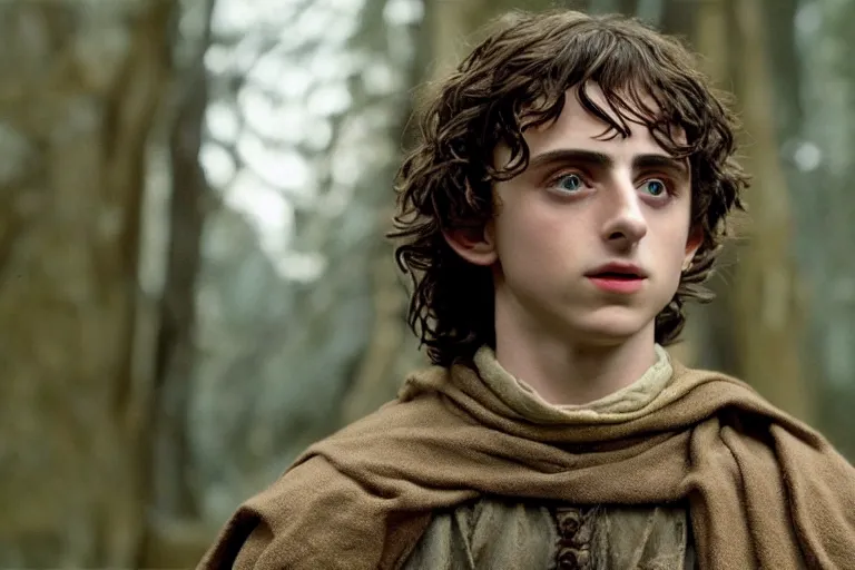 Image similar to timothee chalamet plays an elf in the lord of the rings return of the king, highly detailed, cinematic lighting, 4 k, arricam studio 3 5 mm film camera, kodak 5 2 7 9 ( tungsten - balanced ) film stock