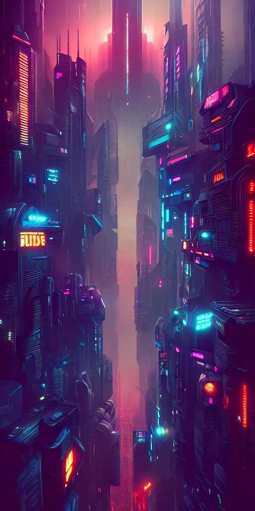 Image similar to epic cyberpunk cityscape :: blade runner, James Guilleard, beeple ,laurie greasley, dan mcpharlin :: ornate, dynamic, particulate, rich colors, intricate, elegant, highly detailed, centered, artstation, smooth, sharp focus, octane render, 3d
