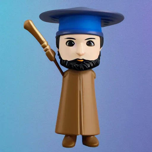 Image similar to a wizard with a blue hat vinyl figure