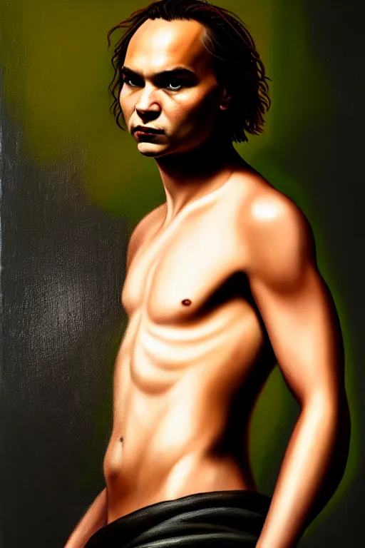 Image similar to Frank Dillane as Puck full body, oil on canvas,intricate portrait, 8k, highly professionally detailed, HDR, CGsociety