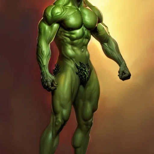 Prompt: A studio full body shot of a photorealistic male male muscular muscular poison ivy wide angle, deep focus, D&D, fantasy, intricate, elegant, highly detailed, digital painting, artstation, concept art, matte, sharp focus, illustration, hearthstone, art by Artgerm and Greg Rutkowski and Alphonse Mucha