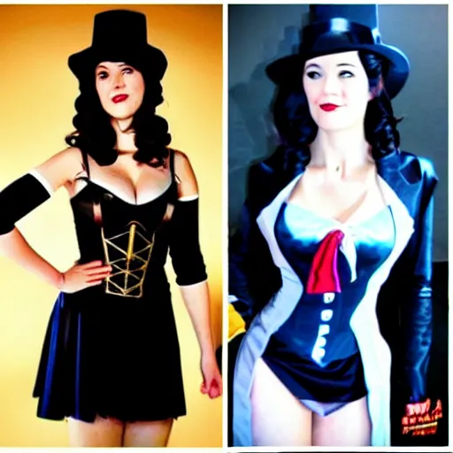 Prompt: mary elizabeth winstead cosplay as zatanna zatara,