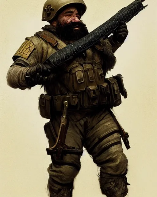 Image similar to a dwarf swat soldier | | realistic shaded, fine details, realistic shaded lighting poster by greg rutkowski, magali villeneuve, artgerm, jeremy lipkin and michael garmash and rob rey