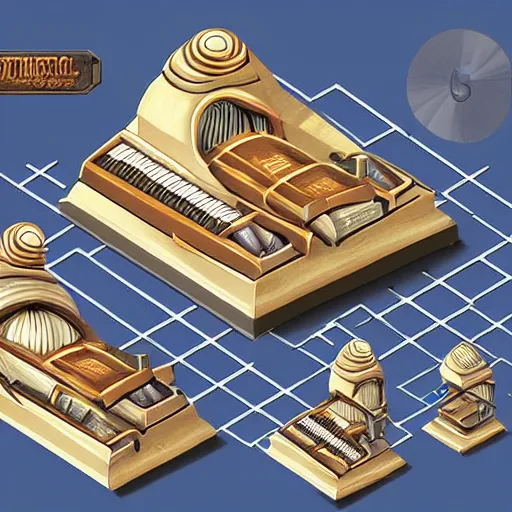 Image similar to isometric pipe organ video game concept art, unique, organic, award winning