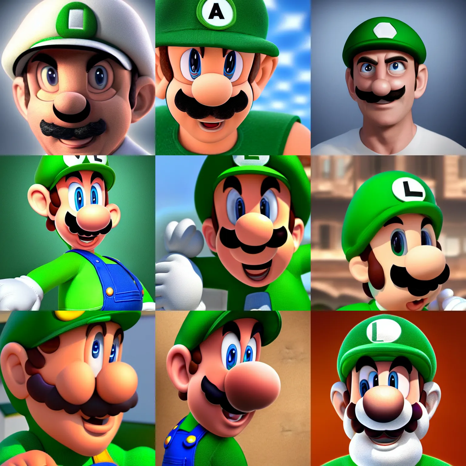Prompt: stunning award winning hyperrealistic hdr 8 k highly detailed portrait photo of luigi from super mario as a real human