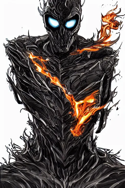 Image similar to ghost rider symbiote, comic strip style, dynamic lighting, fantasy concept art, trending on art station, stunning visuals, creative, cinematic, portrait, ultra detailed