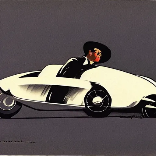 Prompt: concept art for a car with sidecar, painted by syd mead, high quality