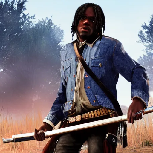 Image similar to Rapper Chief Keef In red dead redemption 2 digital art 4K quality super realistic