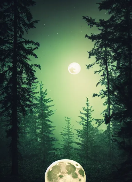 Image similar to 4 k, high details, thriller book cover of a forest with moon, realistic concept, unsplash photography, shutterstock, getty images, highly detailed photography, flickr, white background