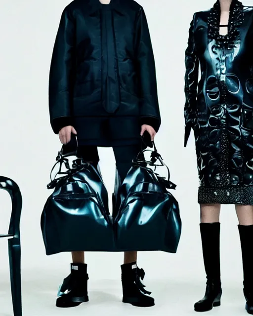 Prompt: a leaked screenshot of Balenciaga's 2055 campaign